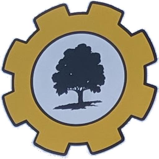 Oak Street Garage gear and oak tree logo